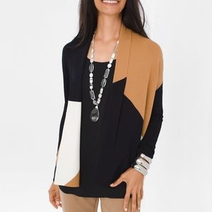 Chicos Neutral Color Block Sweater Cardigan